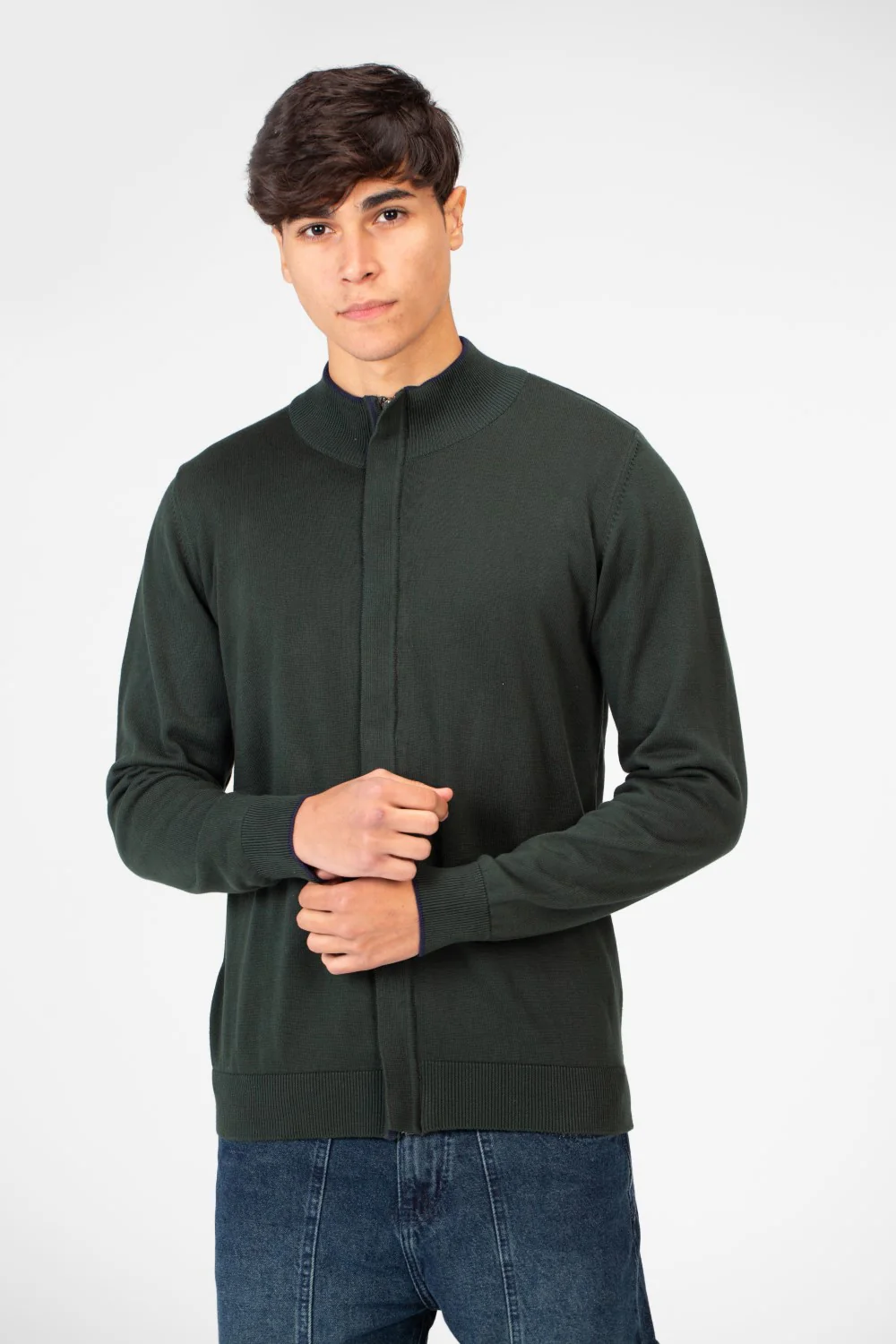 Men's Cotton Sweater Pullover With A Round Neck And Full Zip - Image 13