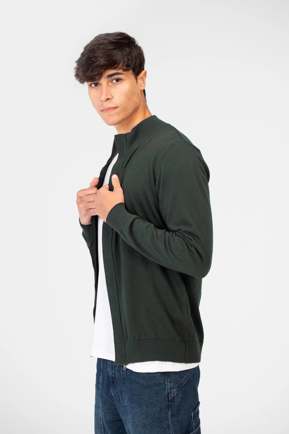 Men's Cotton Sweater Pullover With A Round Neck And Full Zip - Image 15