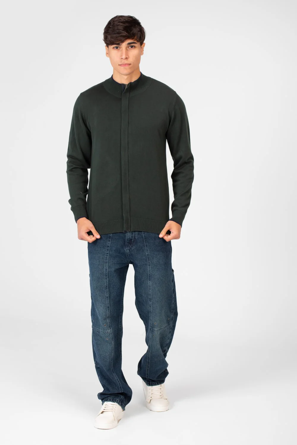 Men's Cotton Sweater Pullover With A Round Neck And Full Zip - Image 16