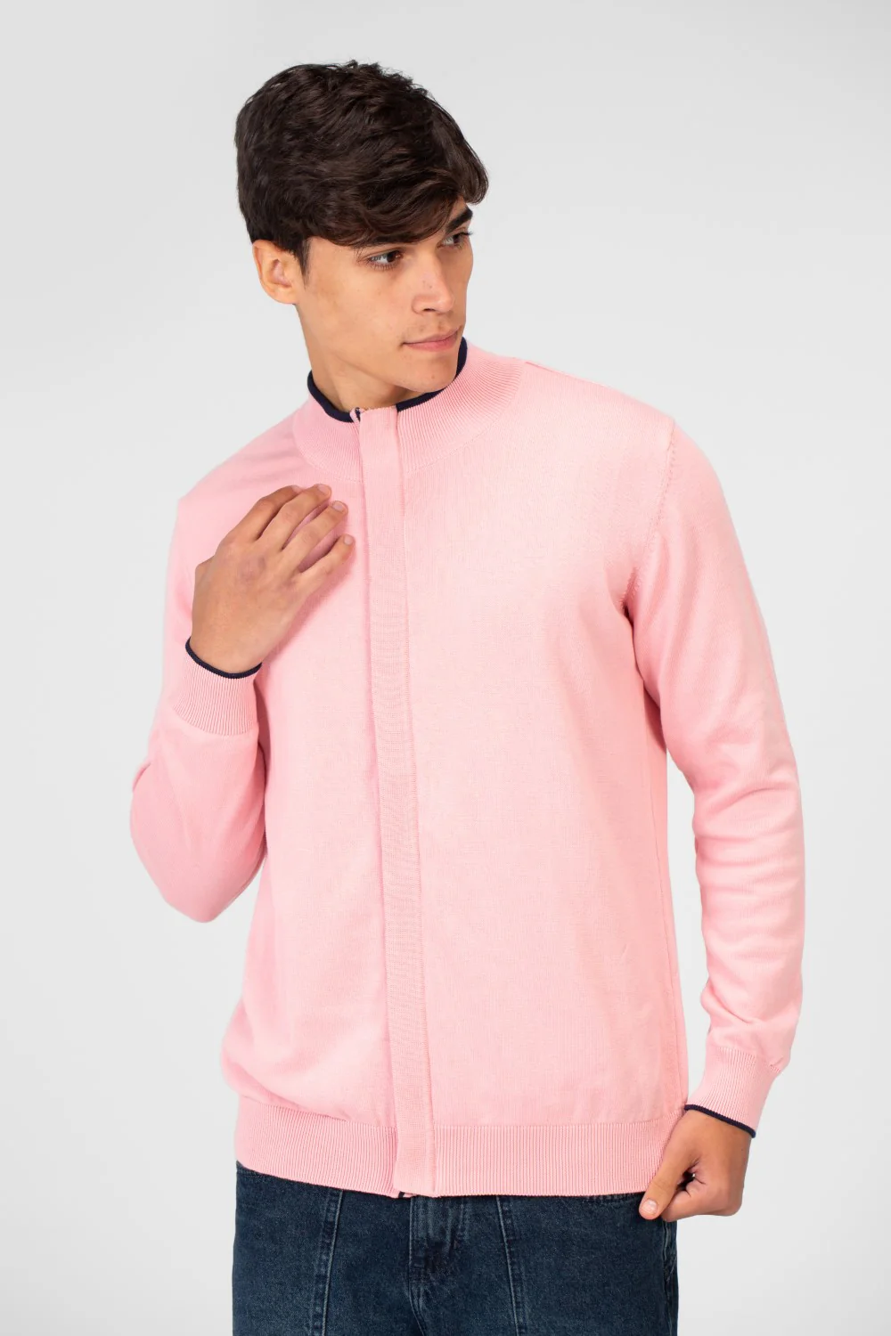 Men's Cotton Sweater Pullover With A Round Neck And Full Zip - Image 17