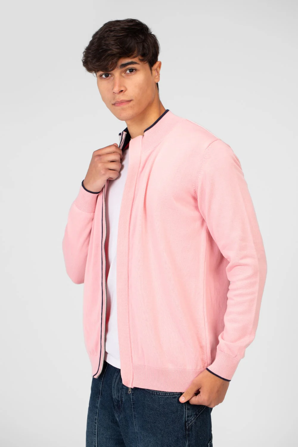 Men's Cotton Sweater Pullover With A Round Neck And Full Zip - Image 19