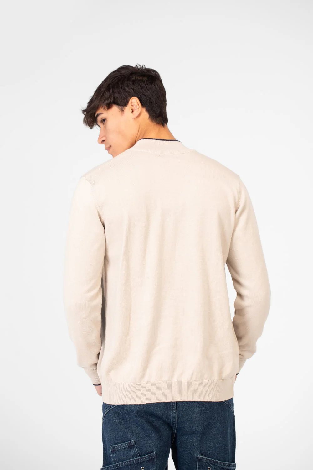 Men's Cotton Sweater Pullover With A Round Neck And Full Zip - Image 2