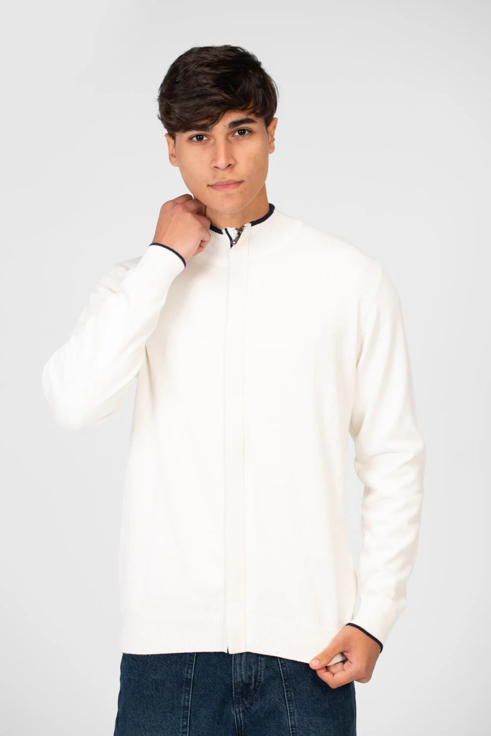Men's Cotton Sweater Pullover With A Round Neck And Full Zip - Image 21