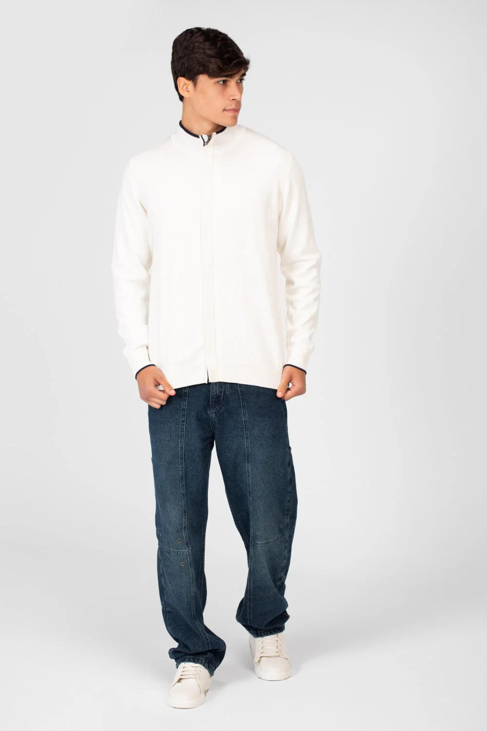 Men's Cotton Sweater Pullover With A Round Neck And Full Zip - Image 24