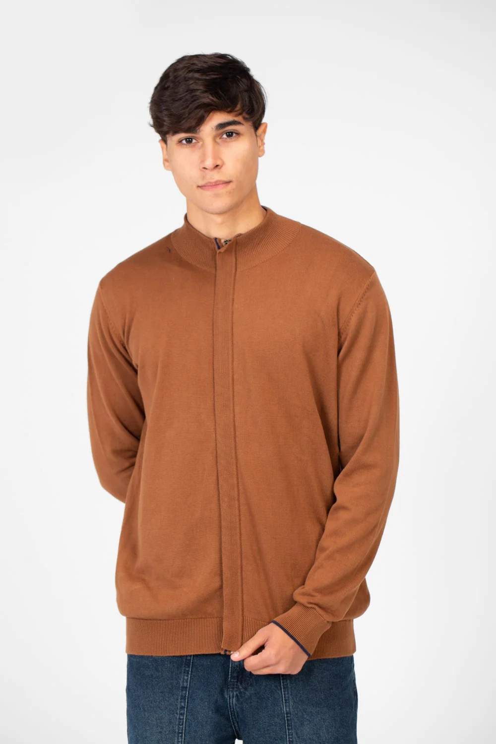 Men's Cotton Sweater Pullover With A Round Neck And Full Zip - Image 9