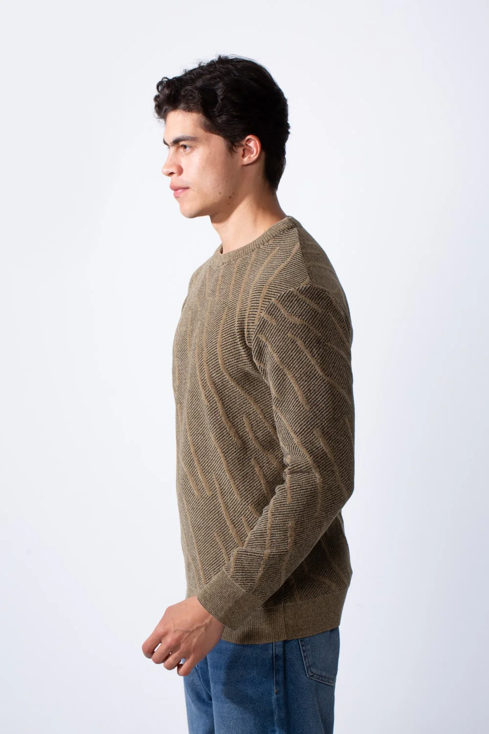 Men's Crew Neck Jakar Printed Slim Fit Comfortable Pullover - Image 8