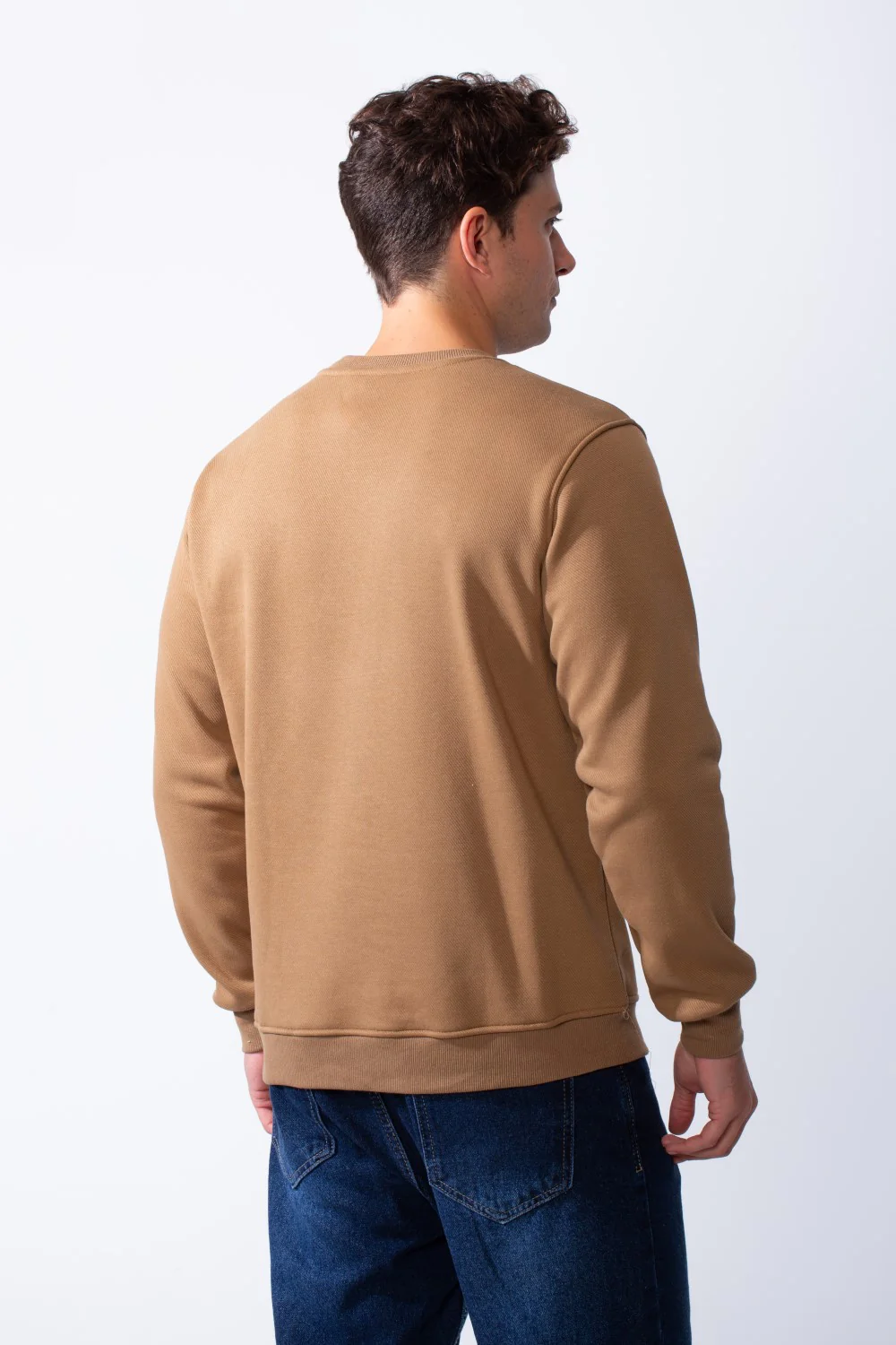 Men's Crew Neck Long Sleeves Front Embroidered Letter Slim Fit Sweatshirt - Image 6