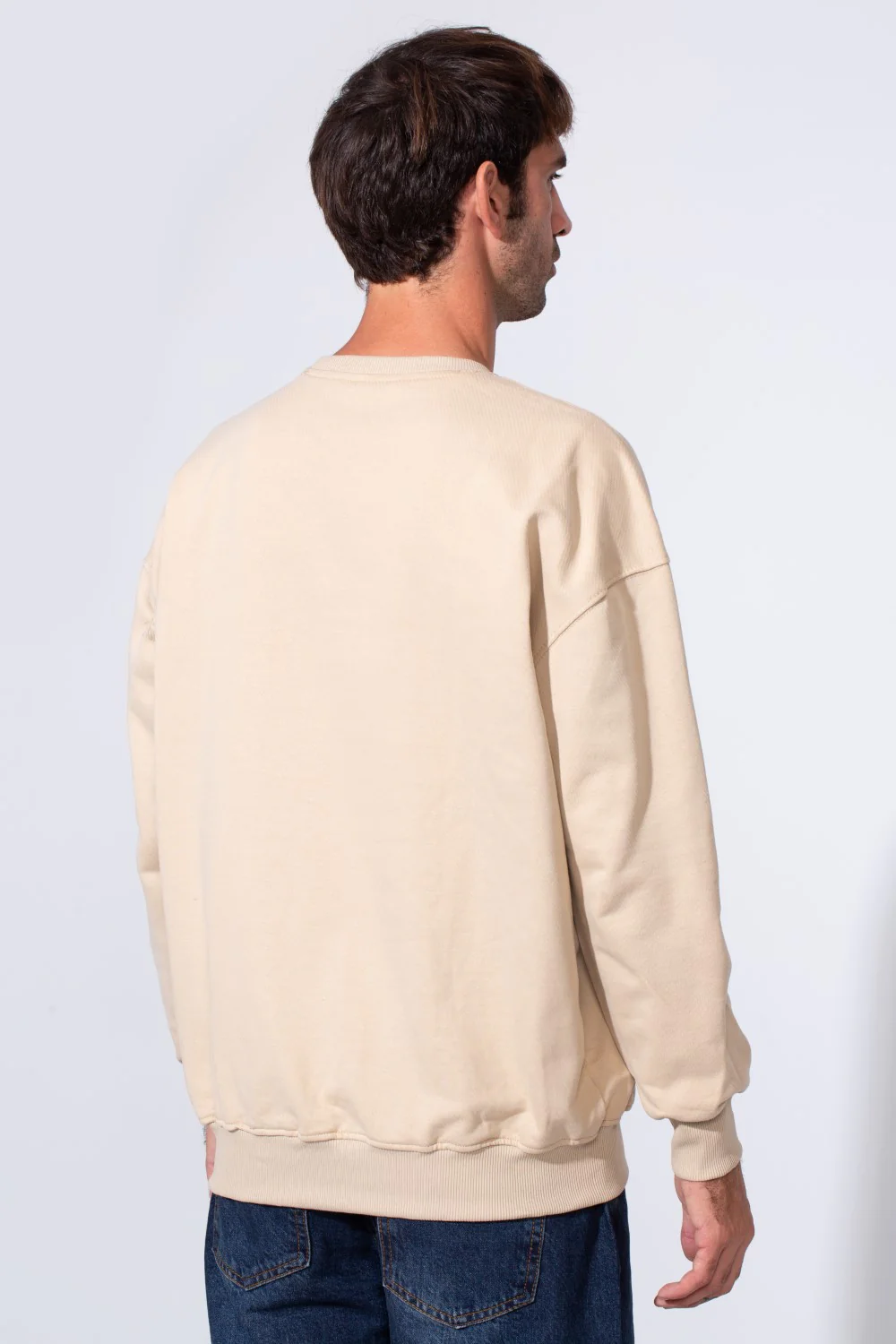 Men's Crew Neck Melton Sweatshirt Regular Fit With Front Print - Image 2