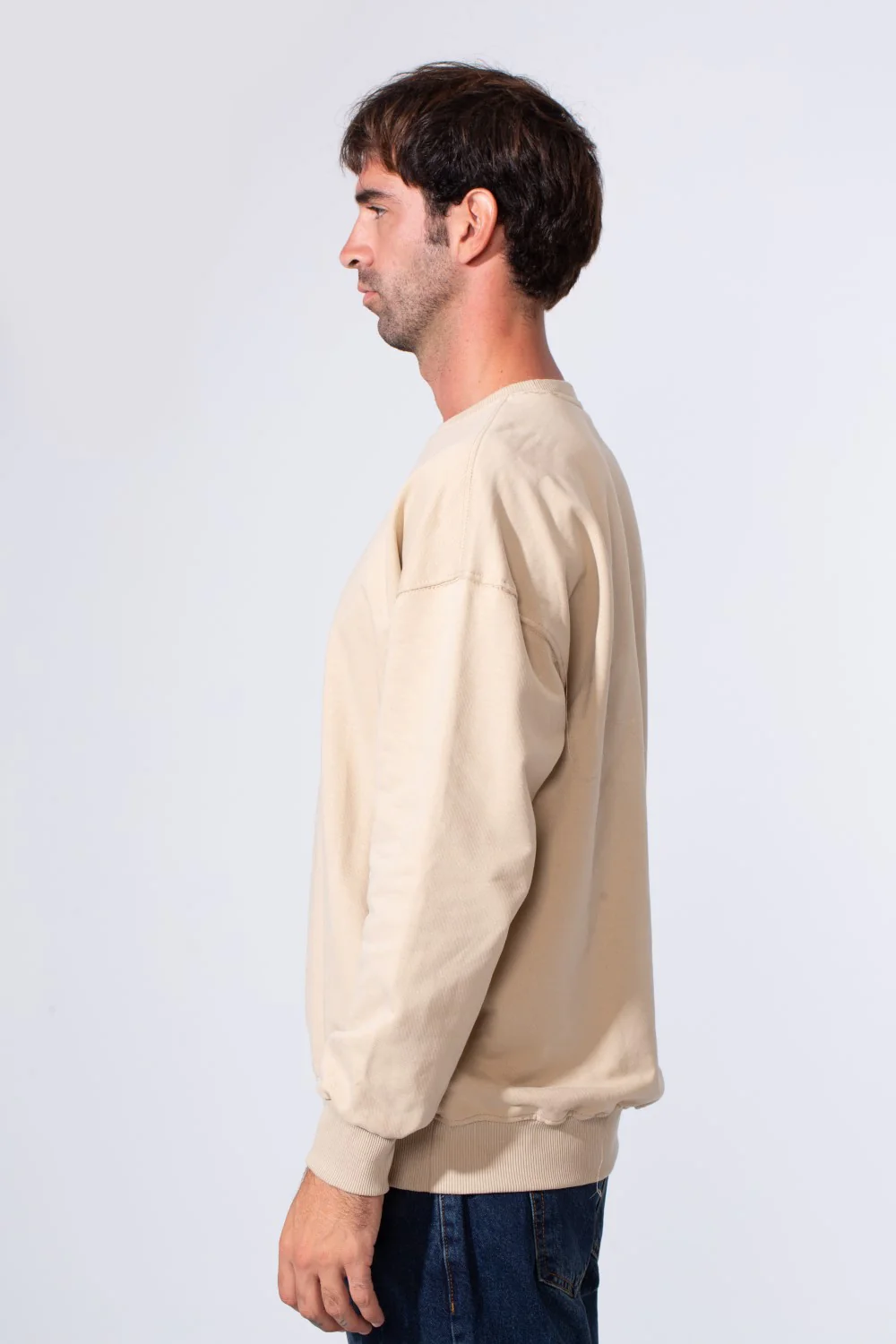 Men's Crew Neck Melton Sweatshirt Regular Fit With Front Print - Image 3