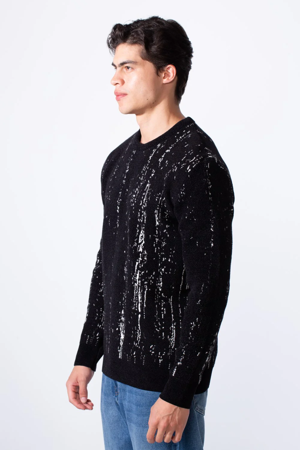 Men's Crew Neck Printed Long Sleeve Slim Fit Knit Pullover - Image 4