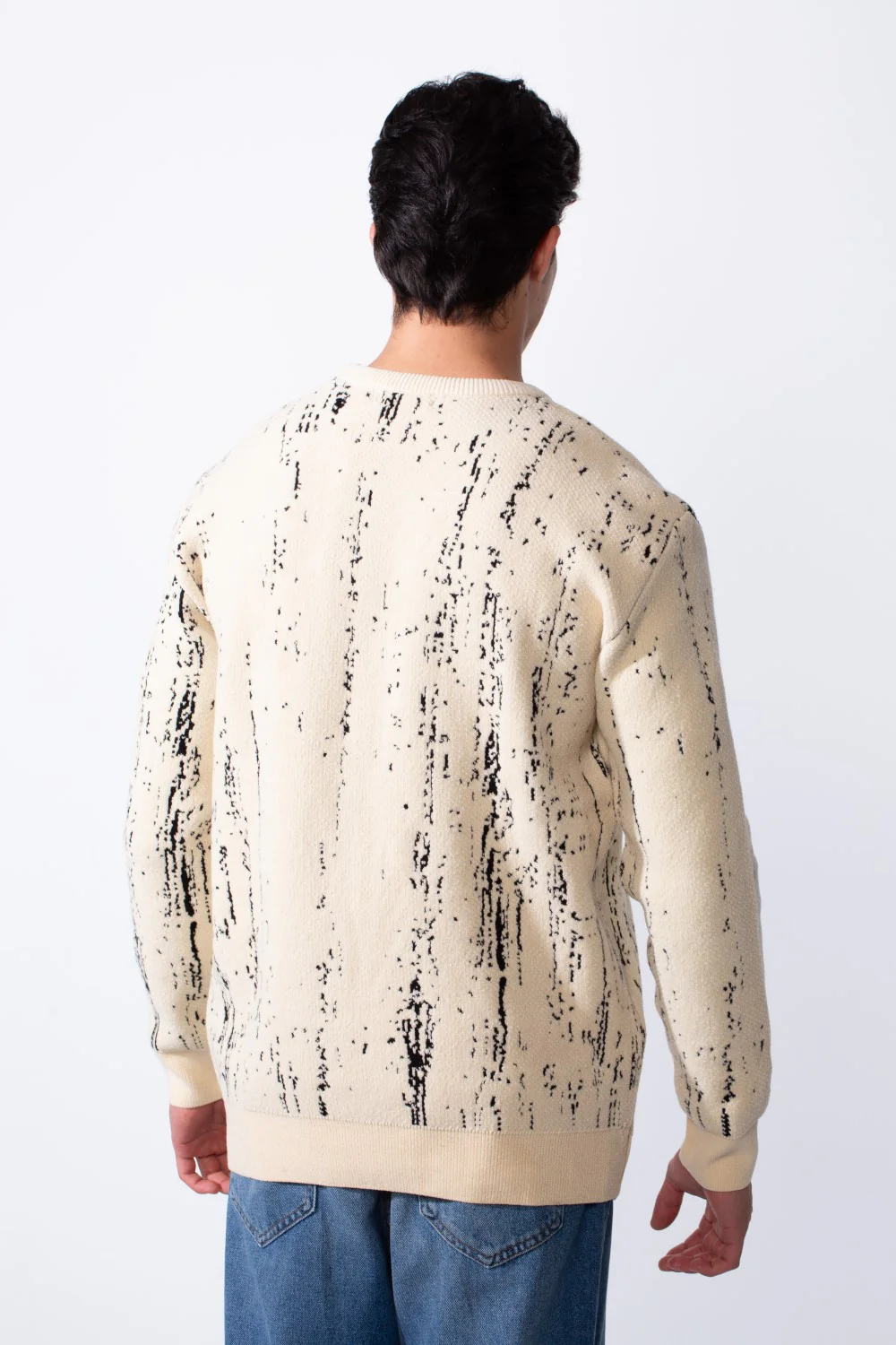 Men's Crew Neck Printed Long Sleeve Slim Fit Knit Pullover - Image 6