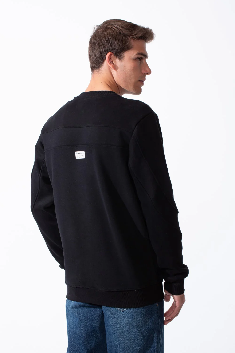 Men's Crew Neck Small Embroidery Matching Graphics Elbows Slim Fit Daily Wear Sweatshirt - Image 2