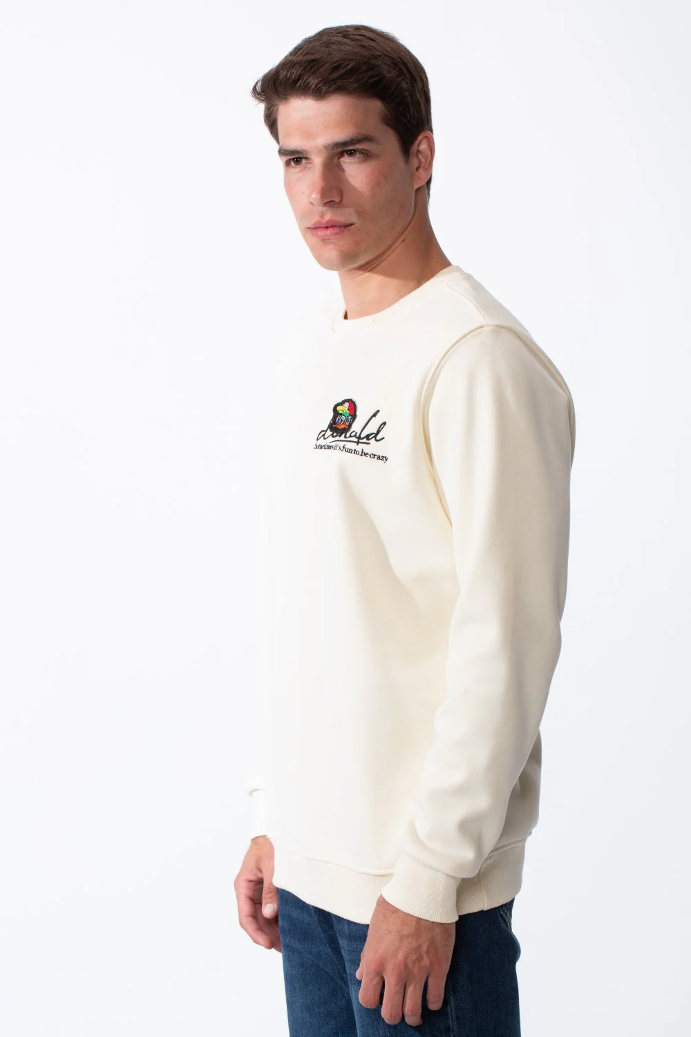 Men's Crewneck Sweatshirt With Playful Pack Embroidery Long Sleeves Slim Fit Everyday Wear Sweatshirt - Image 8