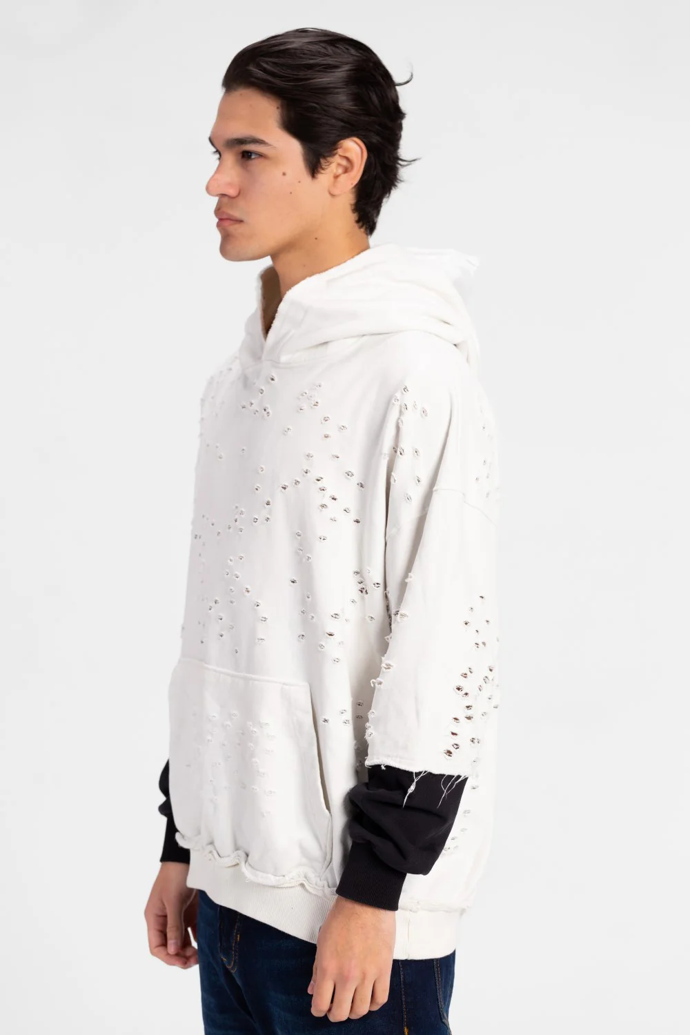 Men's Cutting Oversized Hooded Sweatshirt - Image 11