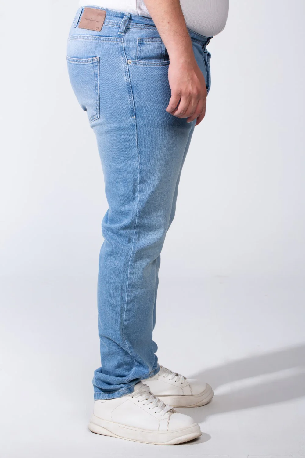 Men's Denim Fabric Belt Loops Buttons Closure Casual Design For Big Size Comfy Every Day Wear Jeans Pants - Image 3