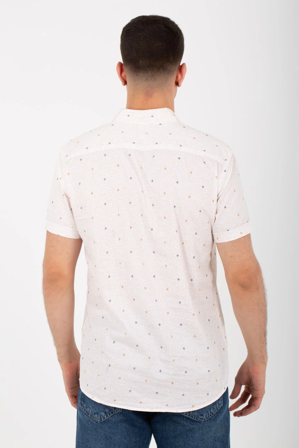 Mens Dotted Half Sleeve Shirt With Collar Poplin Material - Image 2