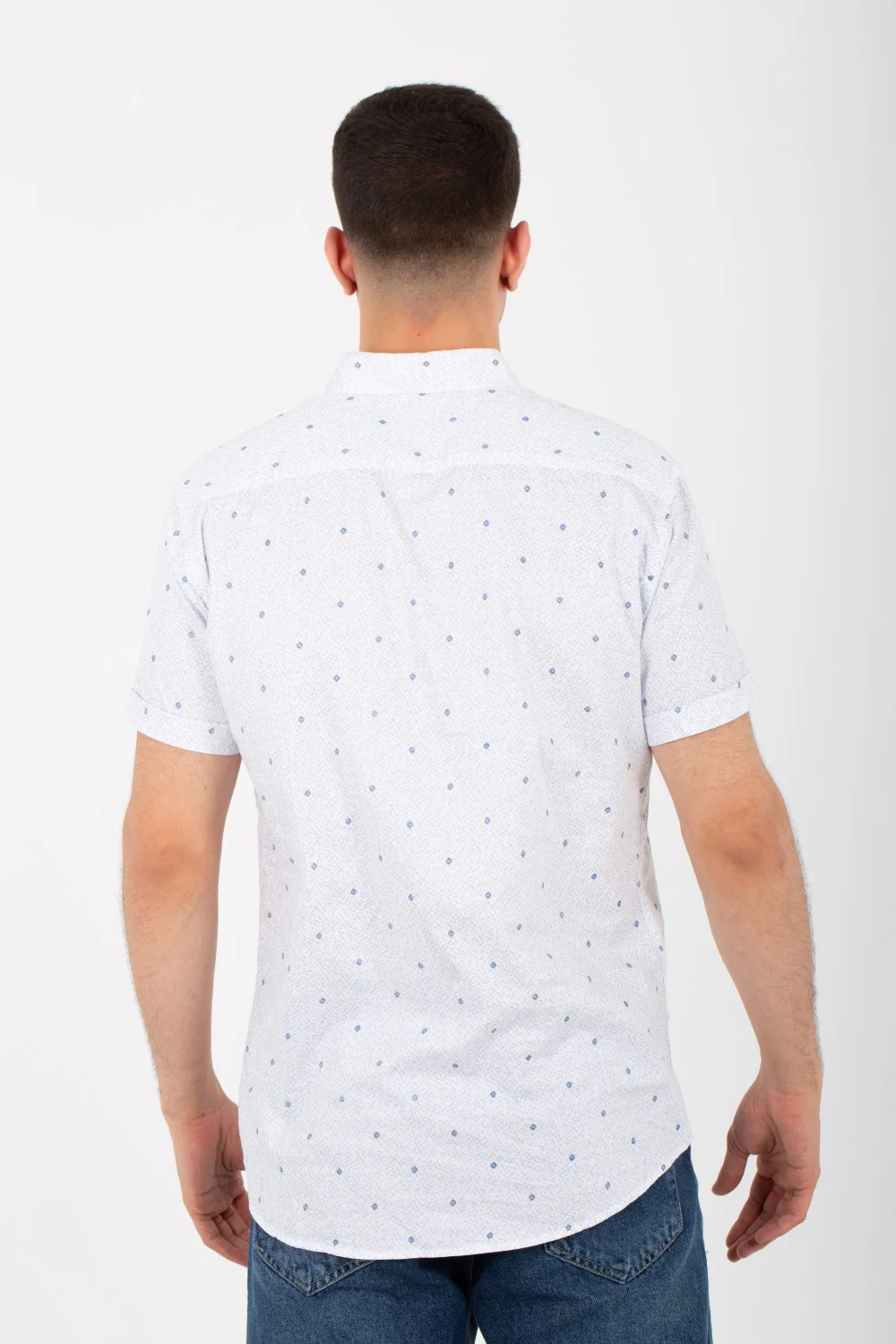 Mens Dotted Half Sleeve Shirt With Collar Poplin Material - Image 5