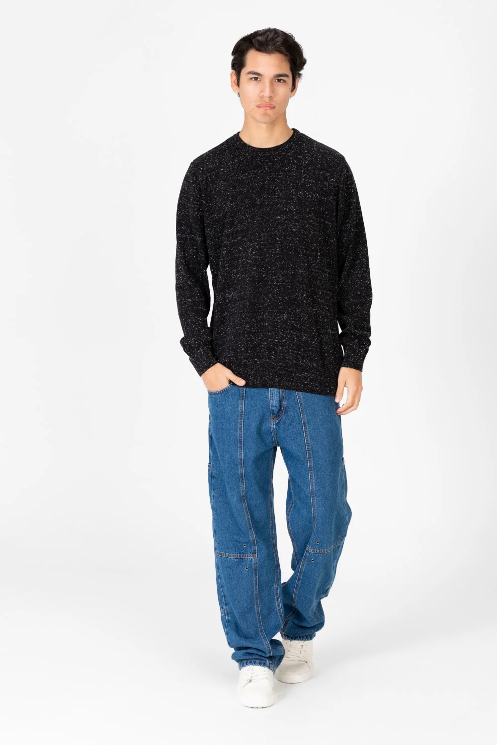 Men's Dotted Round Neck Long Sleeve Pullover - Image 4