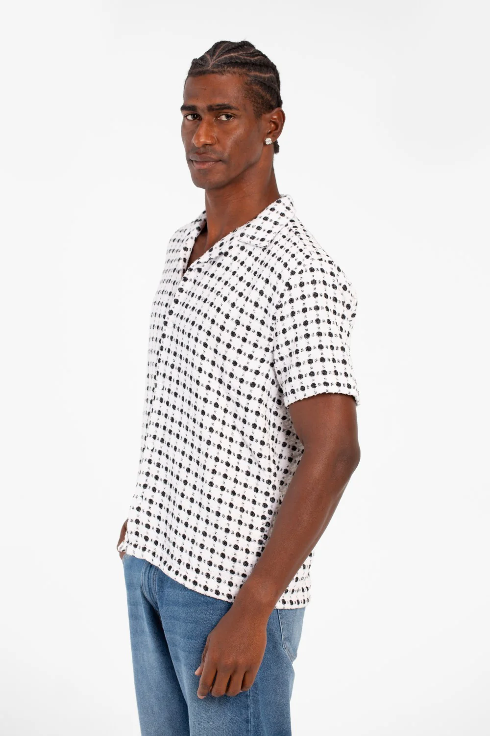 Men's Dotted Short Sleeve Slim Fit Shirt In High Quality Modern Design - Image 11