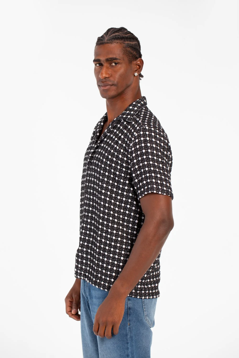 Men's Dotted Short Sleeve Slim Fit Shirt In High Quality Modern Design - Image 3