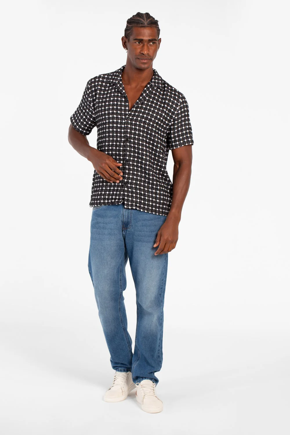 Men's Dotted Short Sleeve Slim Fit Shirt In High Quality Modern Design - Image 4