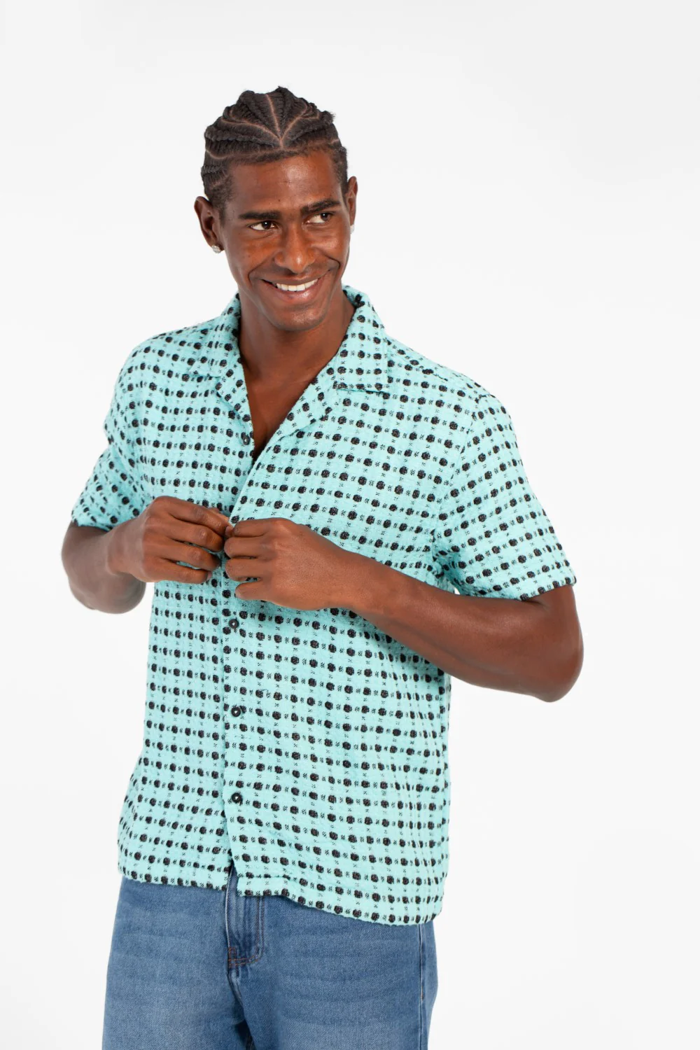 Men's Dotted Short Sleeve Slim Fit Shirt In High Quality Modern Design - Image 5