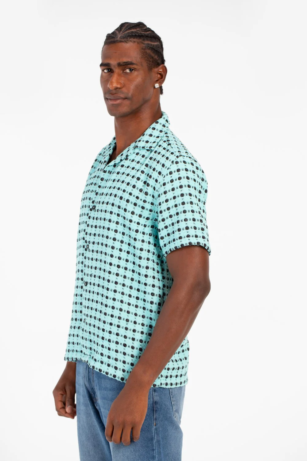 Men's Dotted Short Sleeve Slim Fit Shirt In High Quality Modern Design - Image 7