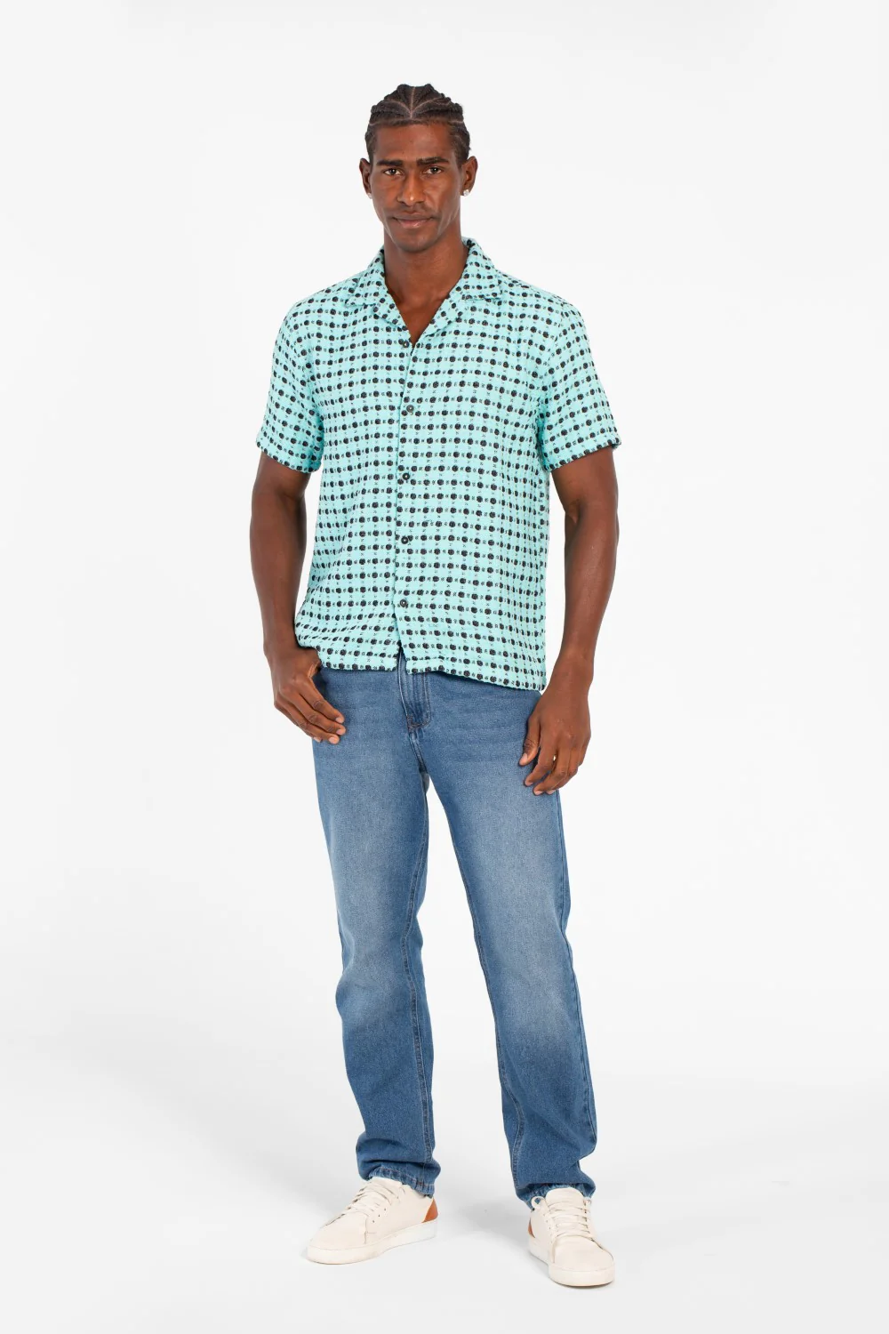 Men's Dotted Short Sleeve Slim Fit Shirt In High Quality Modern Design - Image 8
