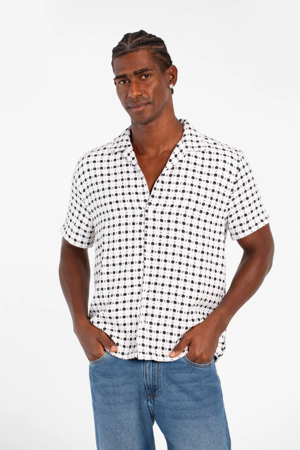Men's Dotted Short Sleeve Slim Fit Shirt In High Quality Modern Design - Image 9