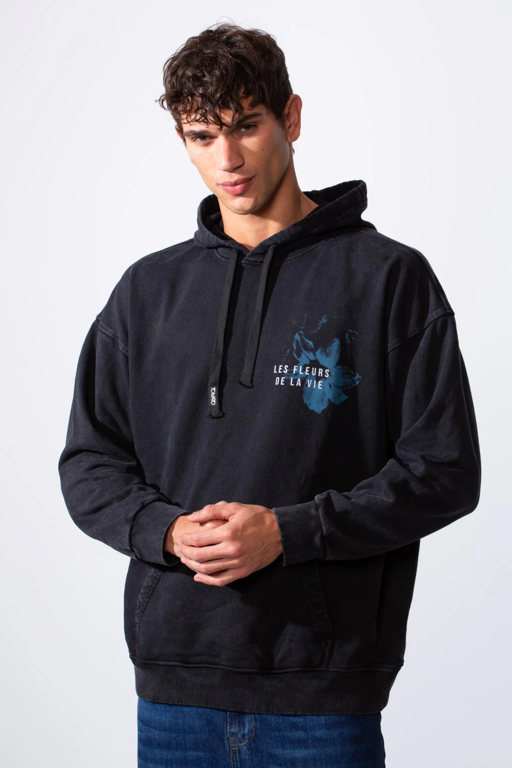 Men's Double Print Graphic Oversized Hood Sweatshirt
