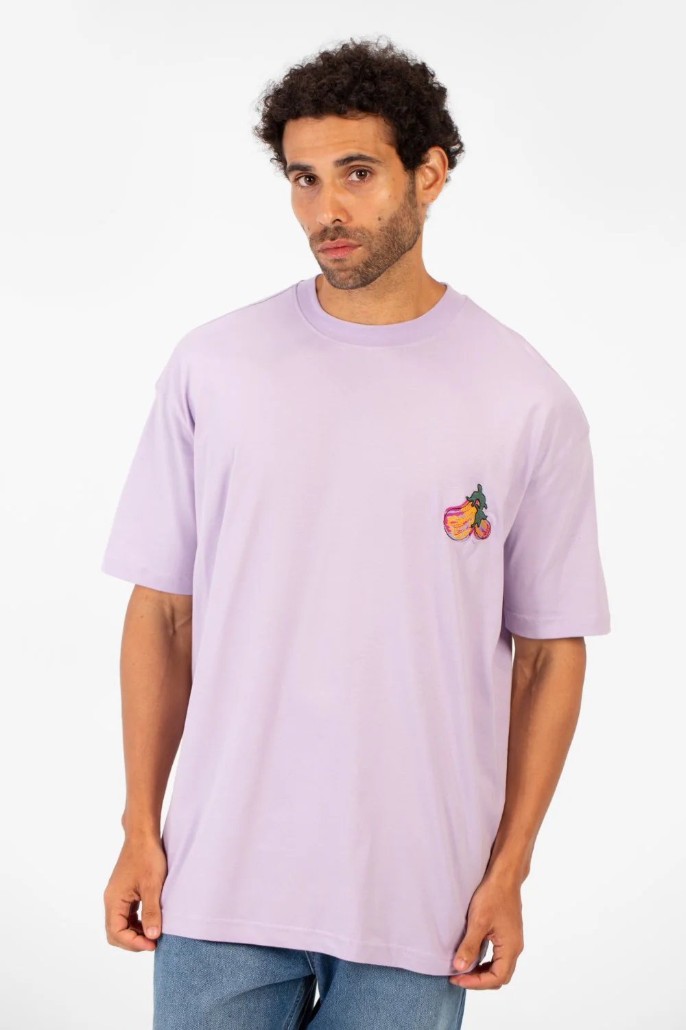 Men's Eggplant Print Short Sleeved Regular Fit Crew Neck T-shirt - Image 5