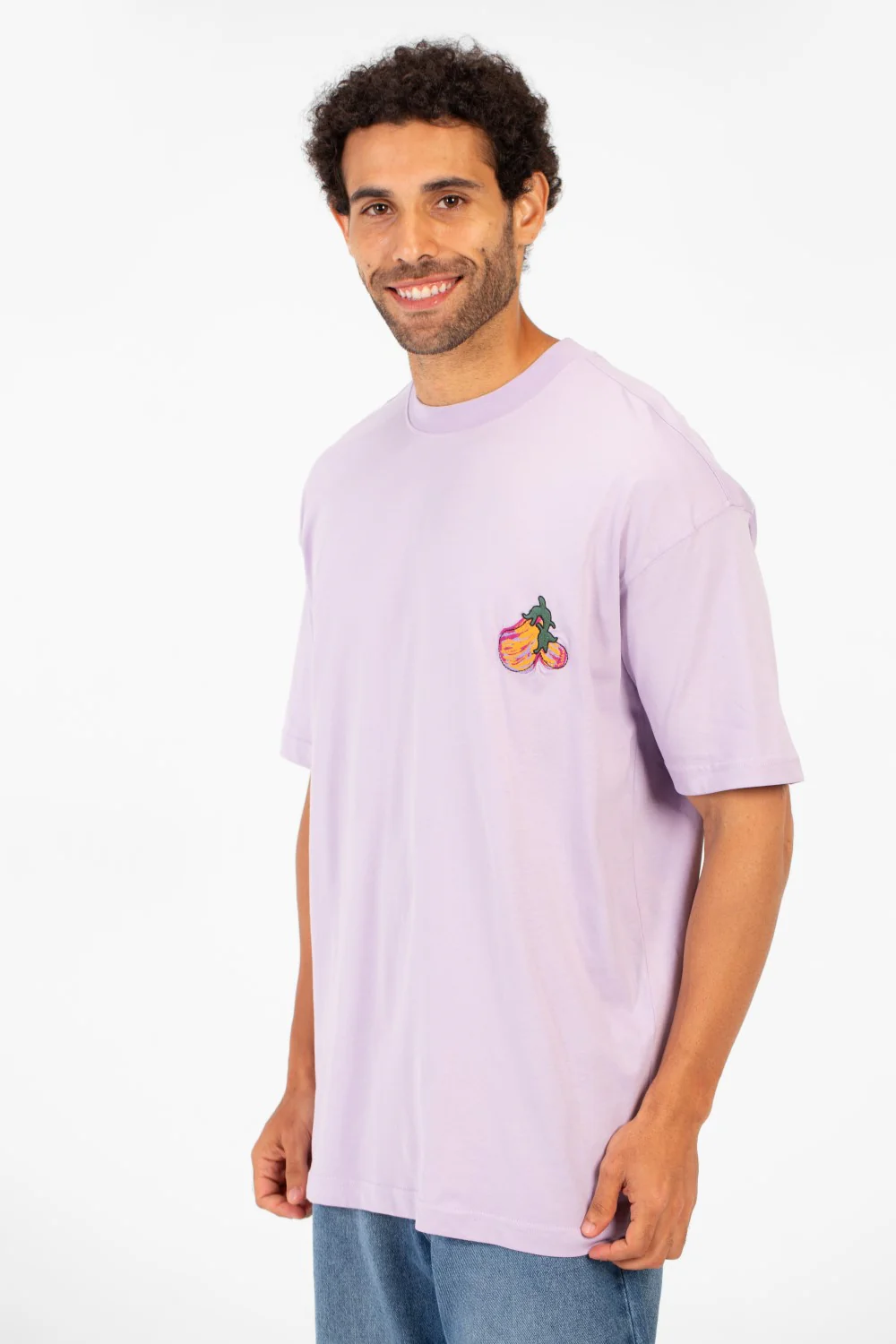 Men's Eggplant Print Short Sleeved Regular Fit Crew Neck T-shirt - Image 7