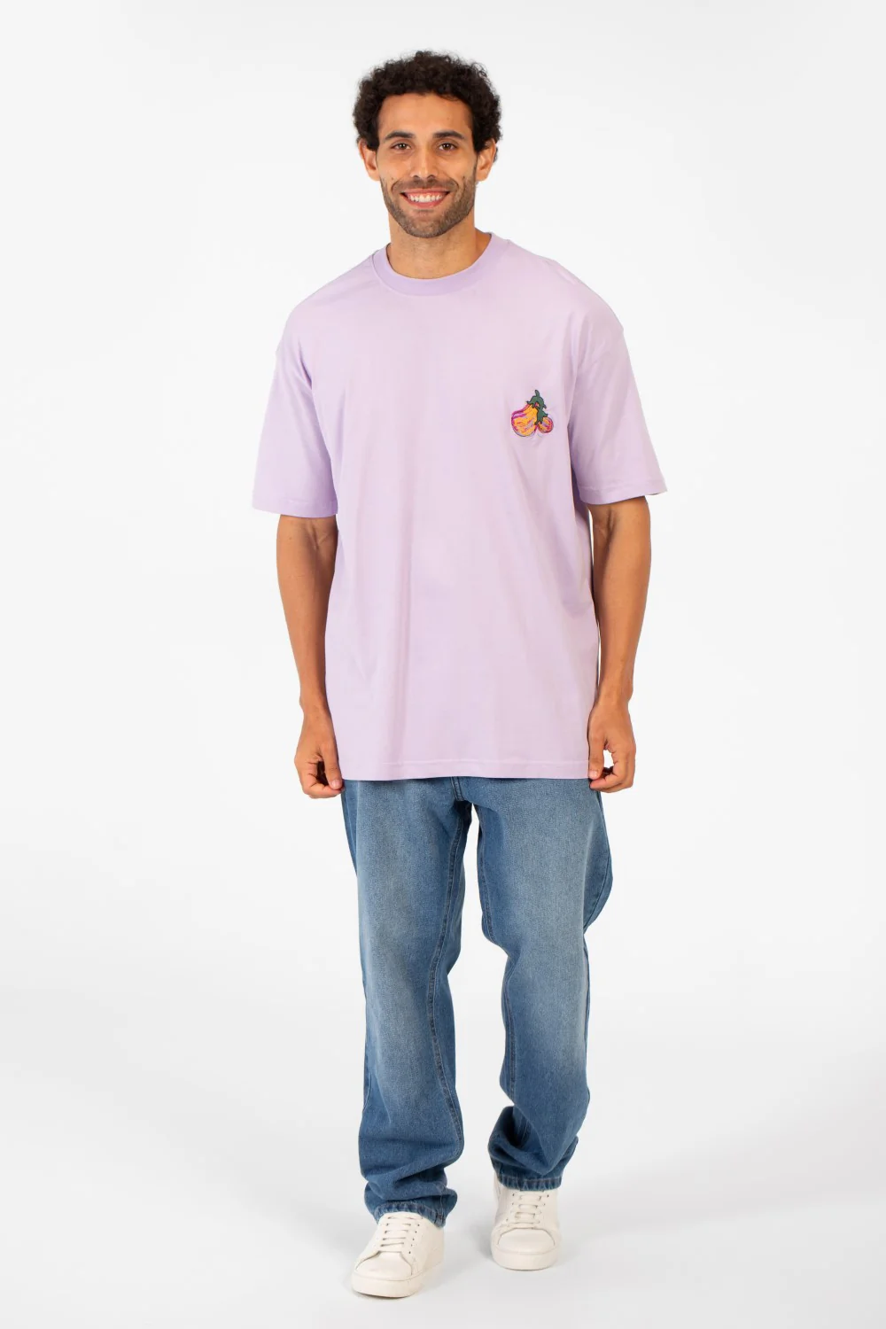 Men's Eggplant Print Short Sleeved Regular Fit Crew Neck T-shirt - Image 8