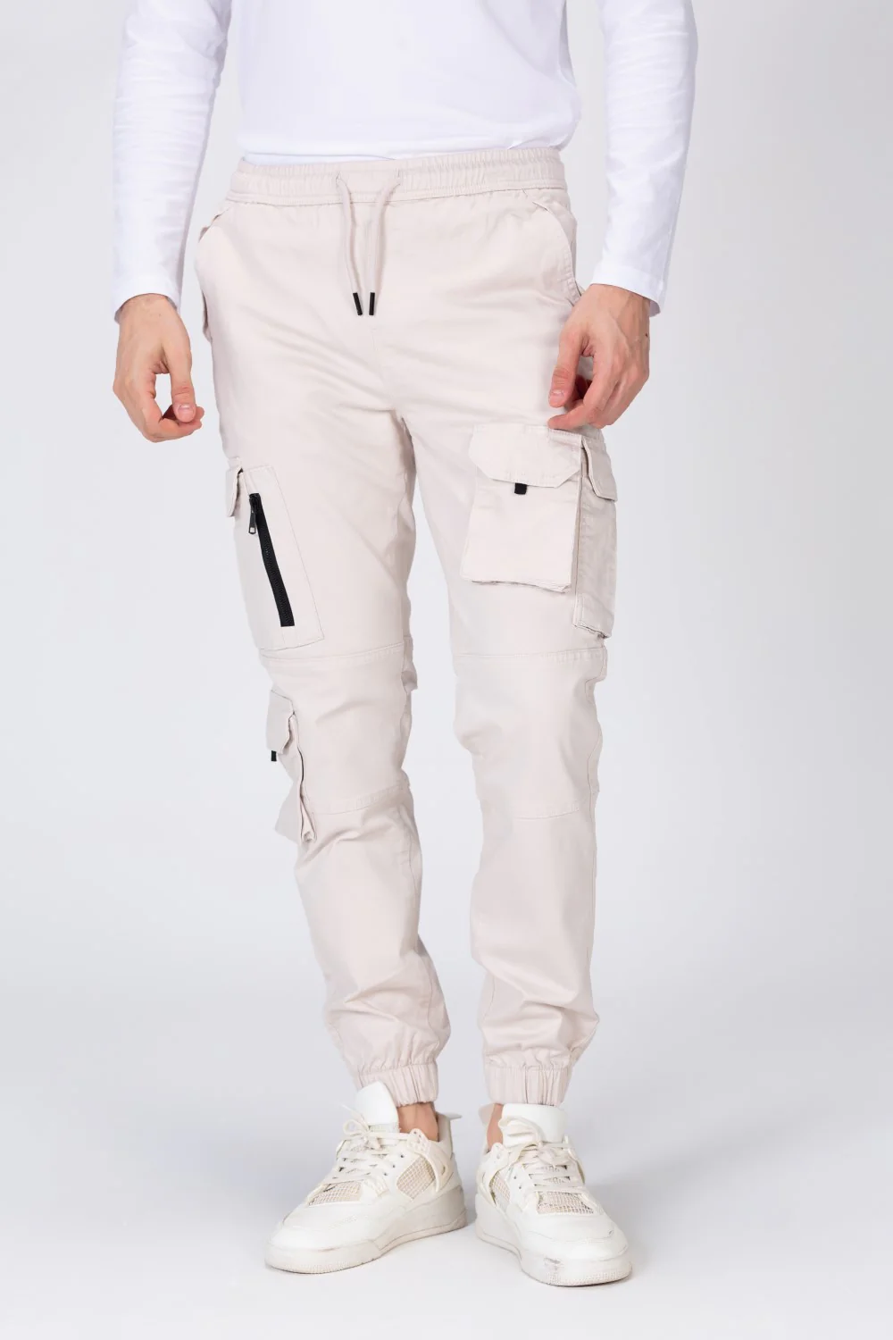Mens Elastic Waist Gabardine Shrwal Pants With Pockets And Front Zipper - Image 7