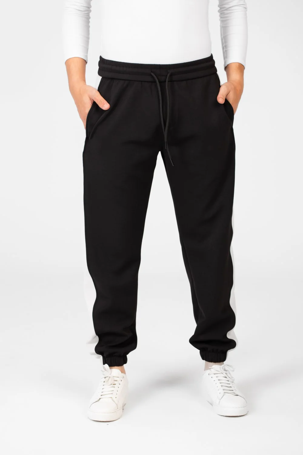 Men's Elastic Waist With Drawstring And Line From The Side Jogger Sweatpants - Image 5