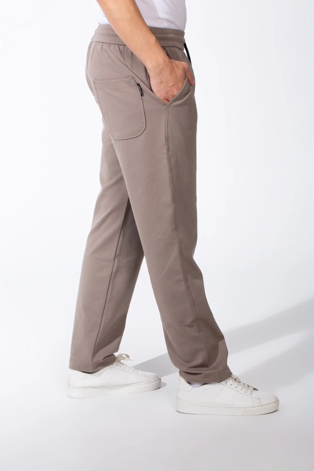Men's Elasticated Waistband Flat Black Cotton Drawstrings Wide-Leg Sweatpants - Image 24