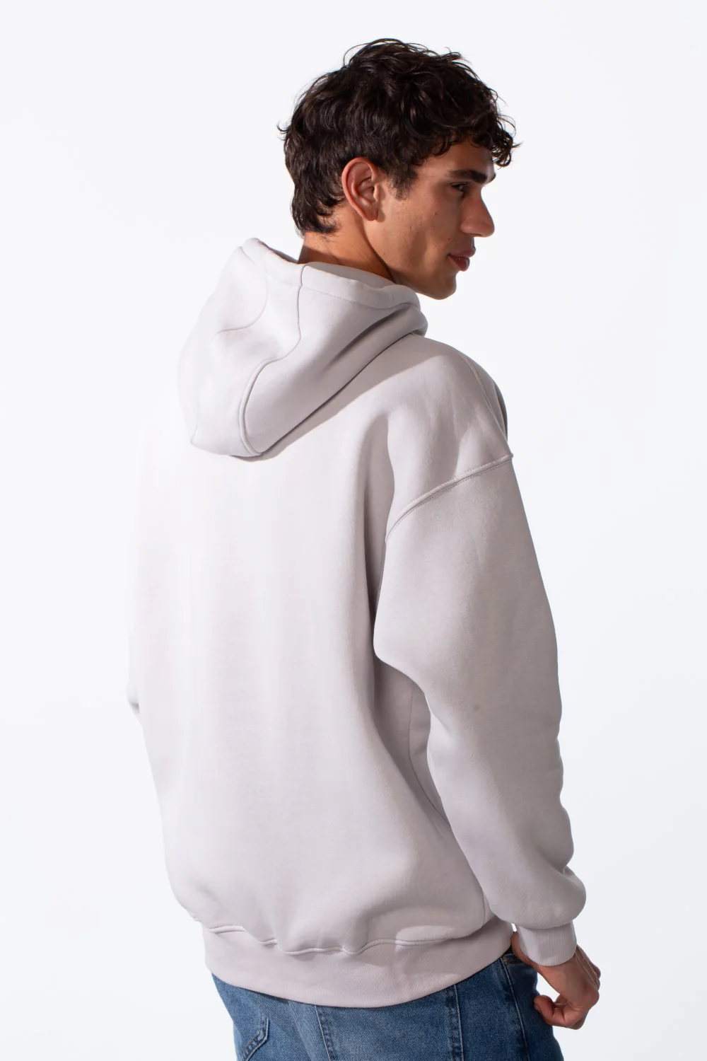 Men's Embossed Print Melton Oversize Kangaroo Pocket Hood Sweatshirt - Image 6