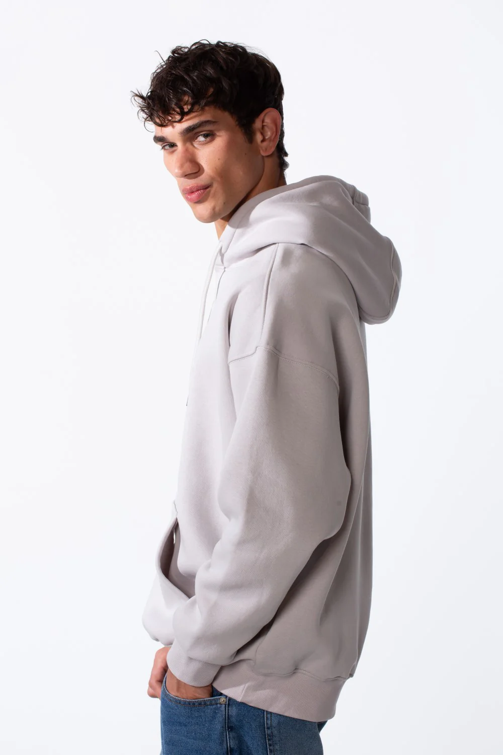 Men's Embossed Print Melton Oversize Kangaroo Pocket Hood Sweatshirt - Image 8
