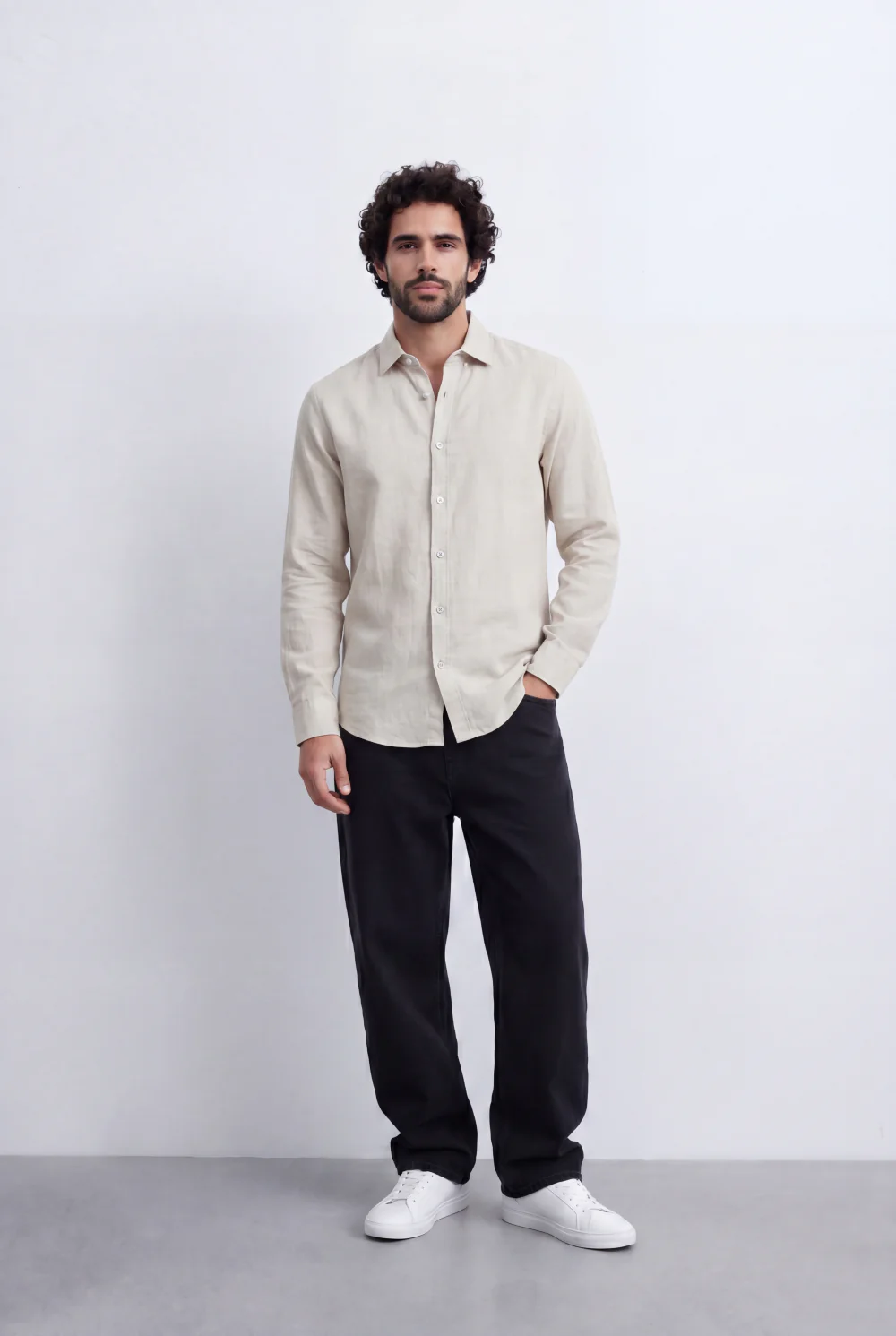 Men's Everyday Linen Tomato Stores Shirt Slim Fit Long Sleeve For A Relaxed Polished Appearance - Image 11