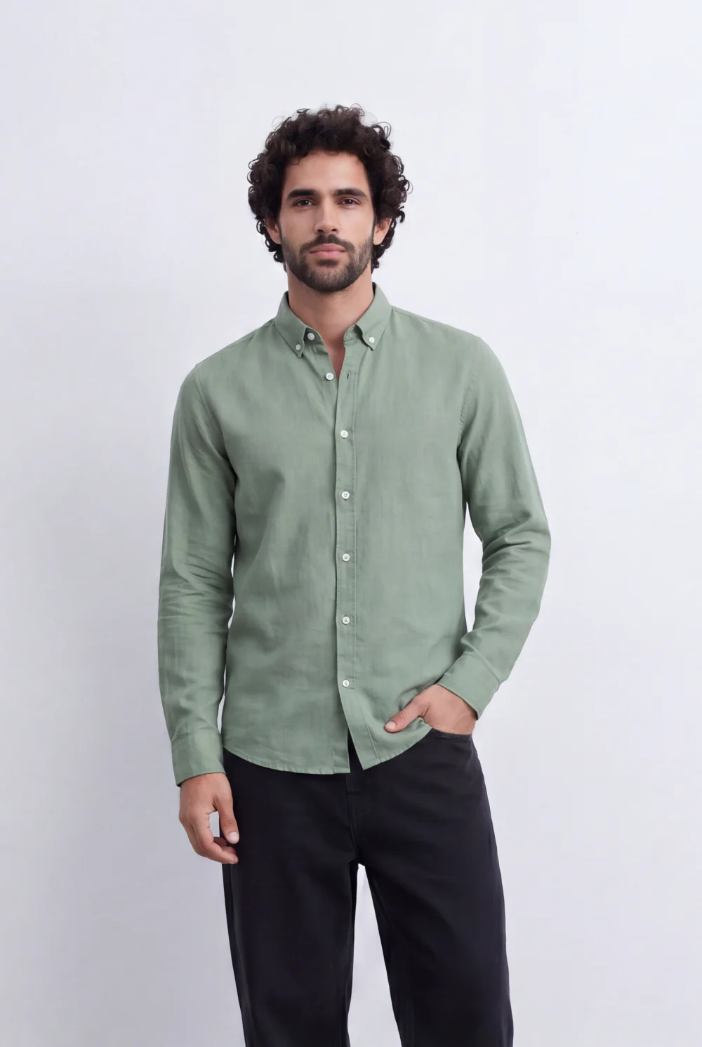 Men's Everyday Linen Tomato Stores Shirt Slim Fit Long Sleeve For A Relaxed Polished Appearance - Image 13