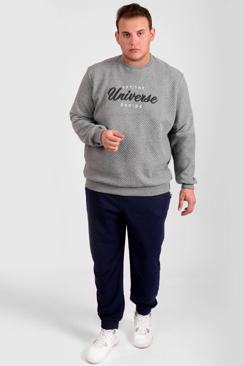Men's Front Chest Printed Long Sleeve Rounded Neck Big Size Sweatshirt - Image 3