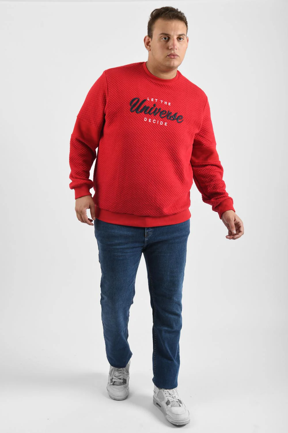 Men's Front Chest Printed Long Sleeve Rounded Neck Big Size Sweatshirt - Image 7