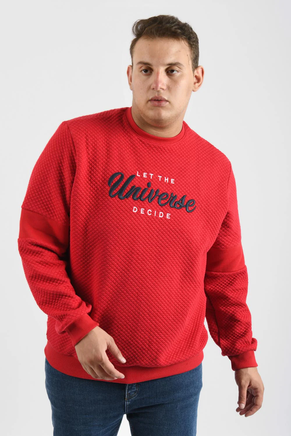Men's Front Chest Printed Long Sleeve Rounded Neck Big Size Sweatshirt - Image 9