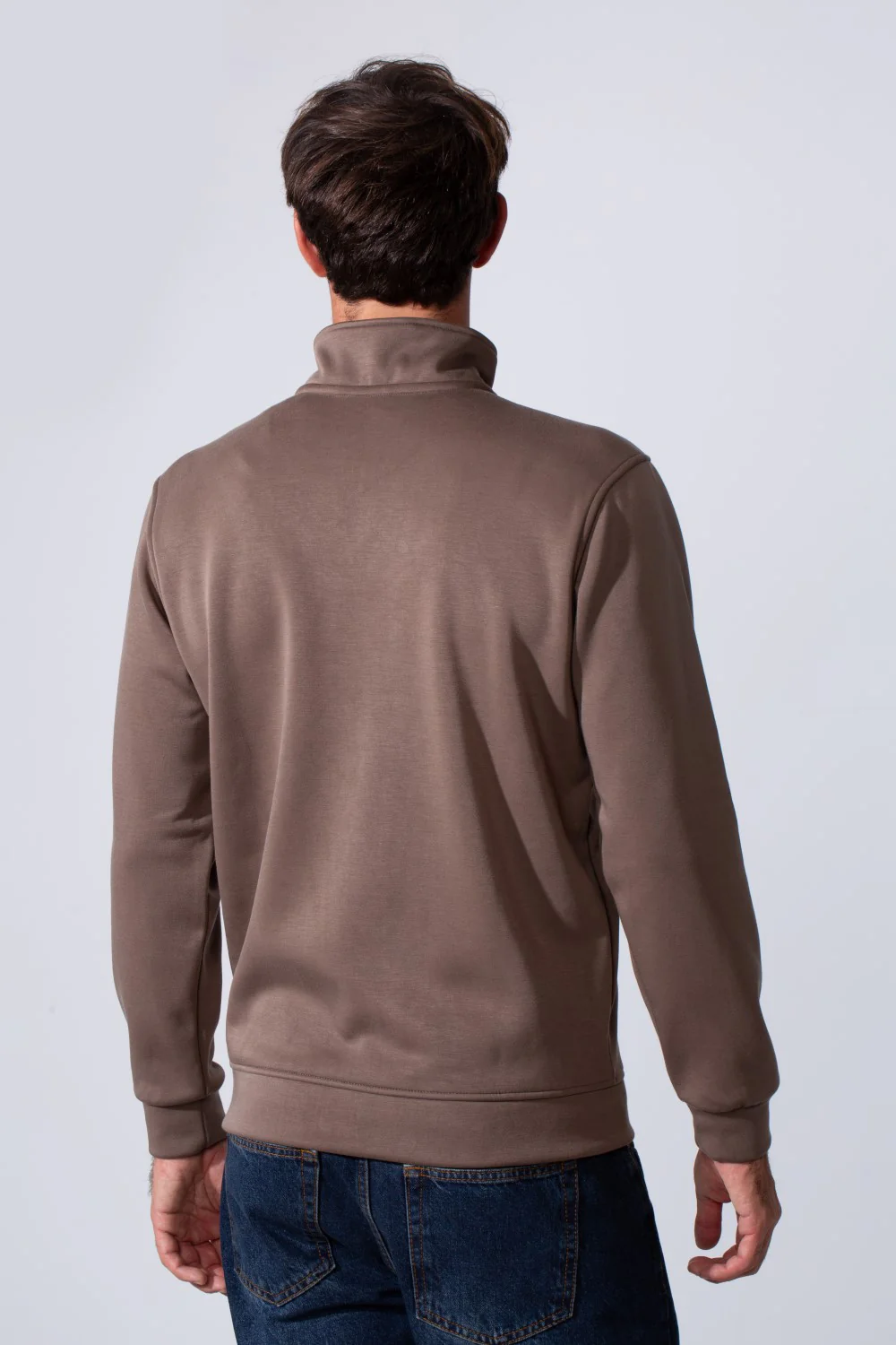 Men's Front Half Zip Slim Fit Long Collar Sweatshirt - Image 2