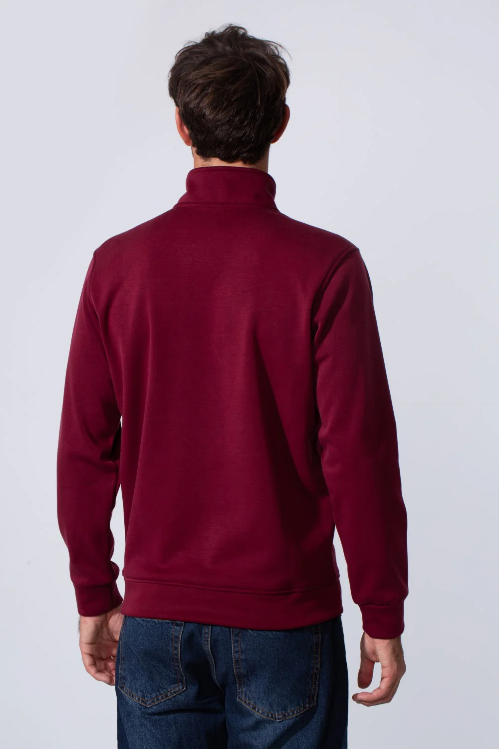Men's Front Half Zip Slim Fit Long Collar Sweatshirt - Image 6