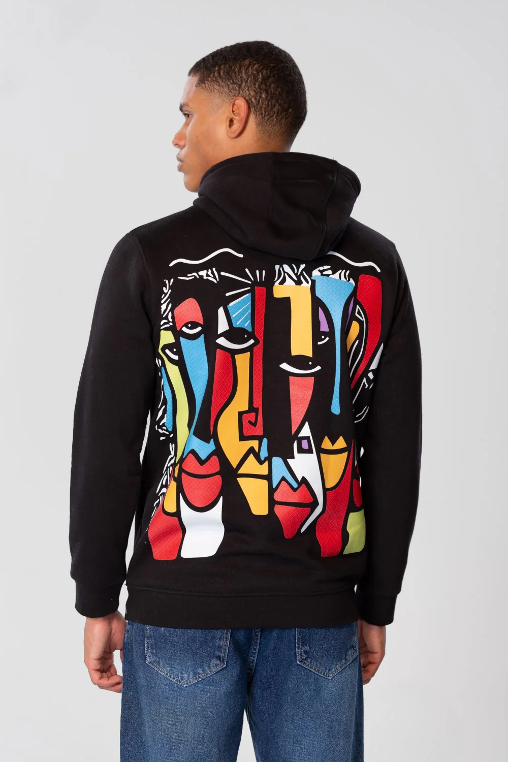 Men's Front Pocket Long Sleeve Hood Sweatshirt With Graphic Print - Image 2