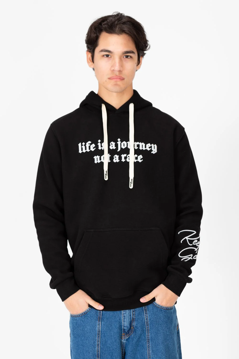 Men's Front Print Hoodie Sweatshirt With Kangaroo Pocket