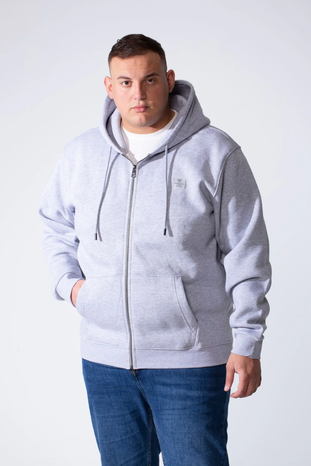 Men's Full-Zip Long Sleeve Side Pockets Basic Hooded Big Size Sweatshirt - Image 17