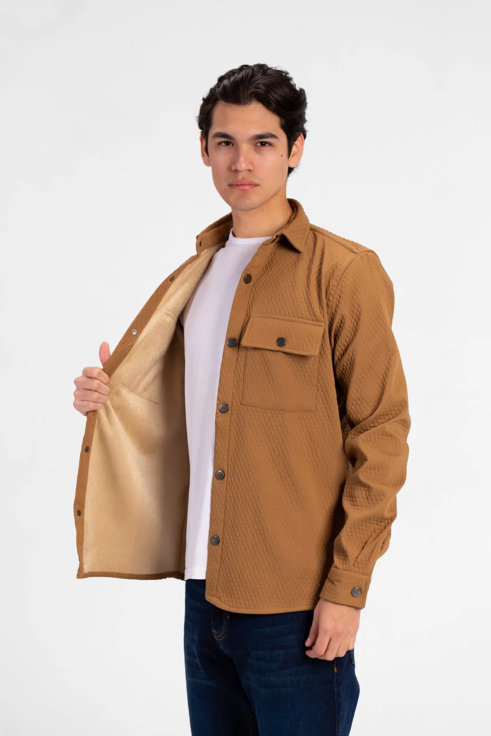 Men's Fur Padded Long Sleeve Shirt Comfortable Material - Image 11