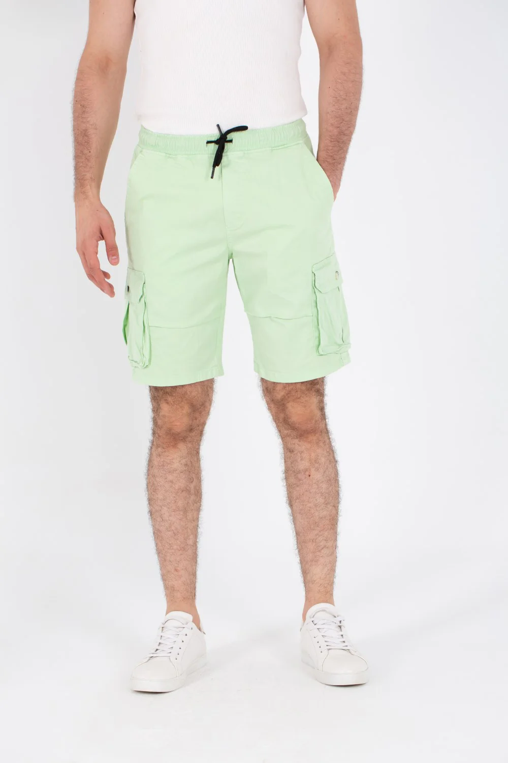 Mens Gabardine Shorts With Elastic Waistband And Modern Side Pockets - Image 10